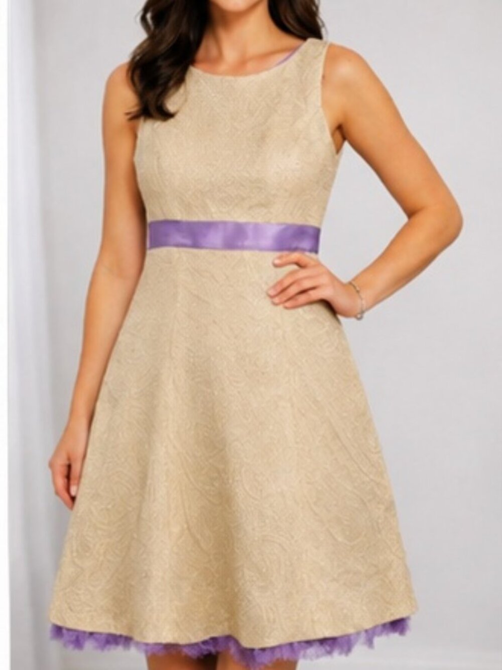 Dolce & Gabbana Gold Sparkle Sleeveless Dress with Purple Lining in size Small